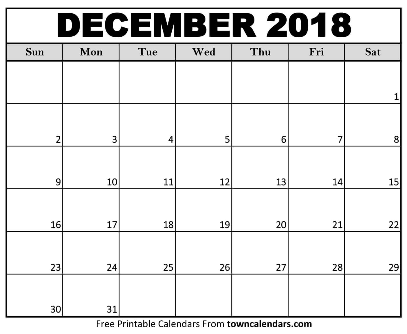 Printable December 2018 Calendar Printable Word Searches