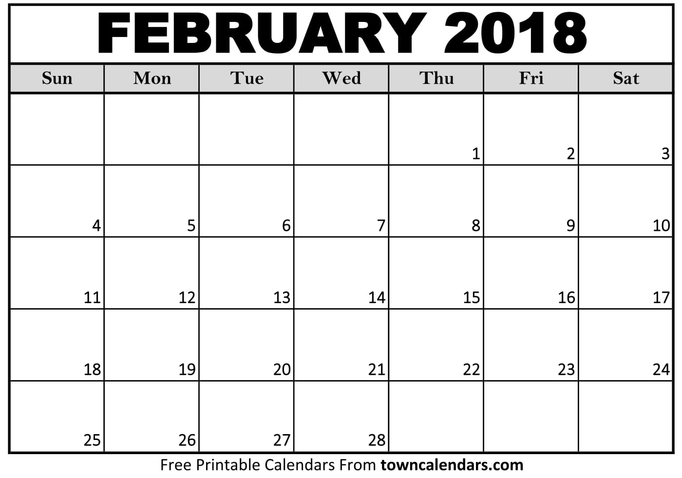 february 2018 calendar template