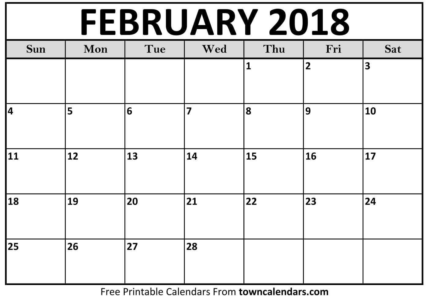 February 2018 Calendar