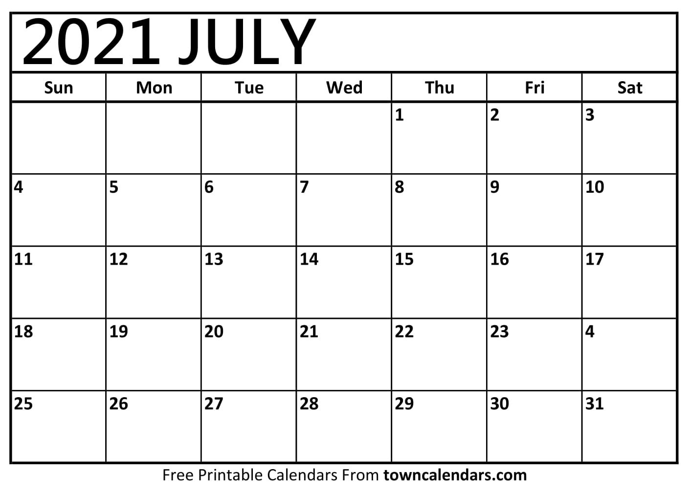 July 2021 kalendar Free Printable