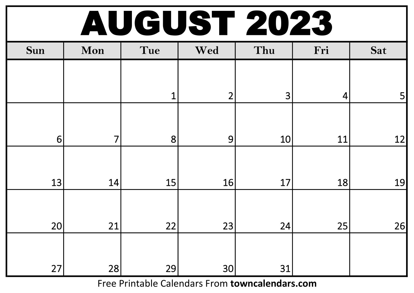 Printable August 2023 Calendar